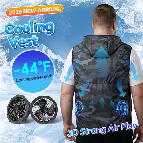 YMTHE Cooling Vest with 2 Fans and 30000mAh Large Battery Pack, Air Conditioned Jacket for Men