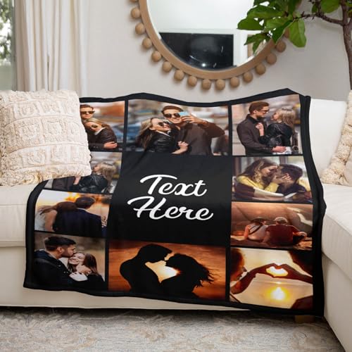 inkArts Custom Blanket Throws with Photos Text Personalized with Picture Customizable, Customize for Mom, Dad, Couple, Gir...
