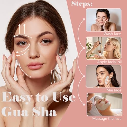 Facial Massage Tool and Roller Set, Facial Massager, Suitable for face, Wrinkle Improvement, Neck, arms, Eyes, Reduce Puff...
