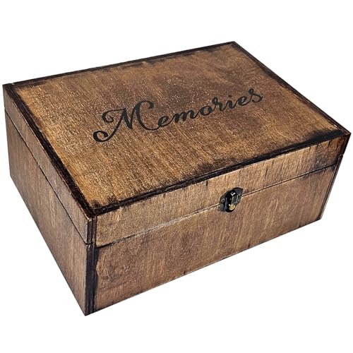 BeeGreeny Large Wooden Memory Box for Keepsakes, Wooden Keepsake Box for Memories, Weddings, Engraved Memory Keepsake Box,...