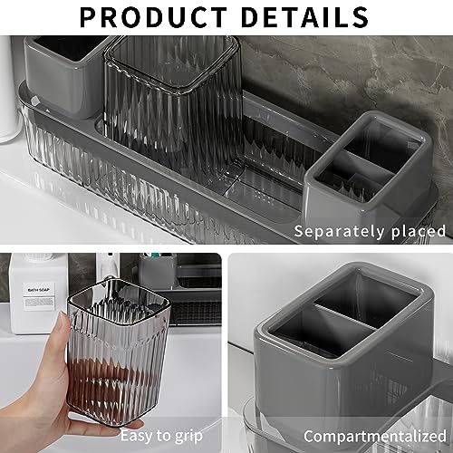 Toothbrush Holder for Bathrooms, 2 Cups Toothbrush Organizer for Bathroom Countertop, Toothbrush Holder Toothbrush Storage...