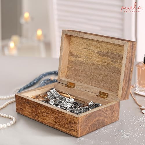 Carved Scallop Mango Wood Box with Lid - Medium Burnt Large Wooden Box - Handmade Decorative Box with Lid for Use As Memor...