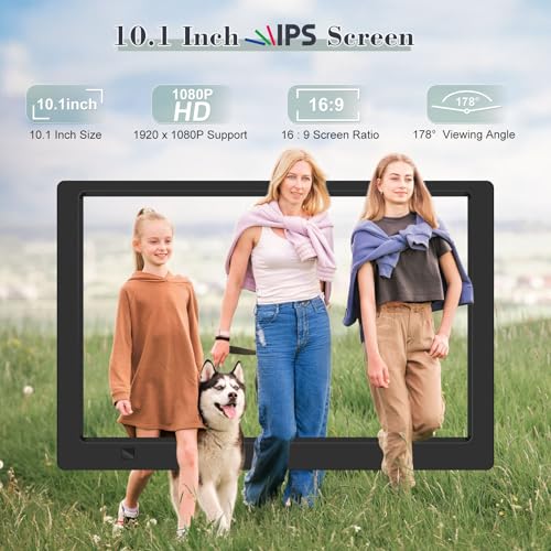 KECAG 10.1" Digital Picture Frame, 1080P IPS Digital Photo Frame, No WiFi/App Needed, Plug & Play SD Card & USB, Remote & ...