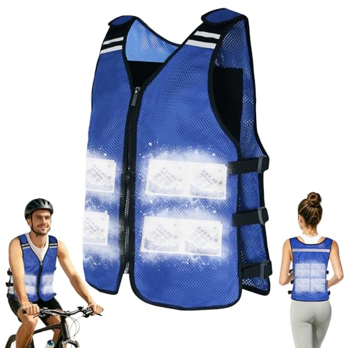 KkaFFe Cooling Vest for Hot Weather, Adjustable Cooling Jacket Safety Vest/Running Lightweight Vest/Reflective Vest/Ice Vest