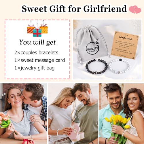 UNGENT THEM Matching Couple Ring Bracelets for Boyfriend Girlfriend Husband Wife Valentines Anniversary Birthday Engagemen...