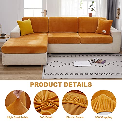 MIFXIN Velvet Stretchy Couch Cushion Slipcover Sofa Cover Universal Wear-Resistant L Shape Sectional Sofa Backrest Cushion...