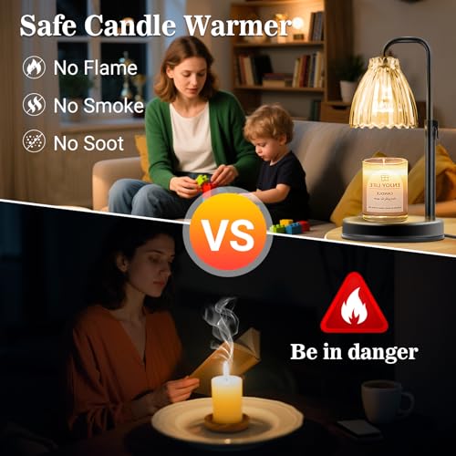 Hyrion Candle Warmer Lamp with Timer Dimmer, Adjustable Height Wax Warmer for Scented Jar Candles, Flameless Candle Melter...
