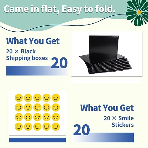 Rempry 12x9x4 Black Shipping Boxes 20 Pack, Large Cardboard Mailer Boxes for Small Business Shipping Packaging