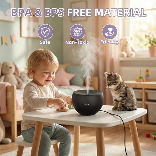 Essential Oil Diffuser, Small Ultrasonic Aromatherapy Diffuser with Auto-Off Function, Cool Mist Humidifier with 2 Modes, ...