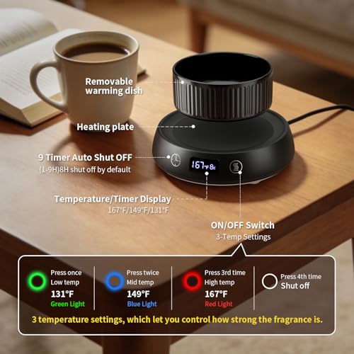 Lyty 4-in-1 Wax Melt Warmer, Candle Warmer with Delay Start Timer, Fragrance Scented Wax Melter Wax Cube Warmer with 3 Col...