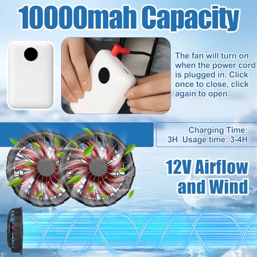 Grinsvalley Cooling Vest Jacket with 2 Fans 10000mah Battery Pack for Men Women Air Conditioner Vests Jacket with 20 Ice Bag