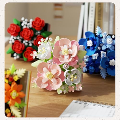 Flower Building Blocks Jewelry Box Can be pushed and pulled to open Flower Centerpiece Building Blocks，Proposal Ring Box，V...