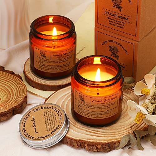 Threlaco 6 Pcs Christmas Soy Candles for Women Gift Bulk Soy Scented Wax Aromatherapy Candles for Women Home Long Lasting ...