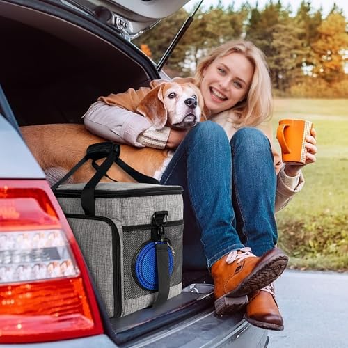 Abrimelodi 6 Set Dog Travel Bag, Large Pet Travel Kit for Supplies Includes 2 Food Containers, 1 Pet Organizer for Dogs, 2...