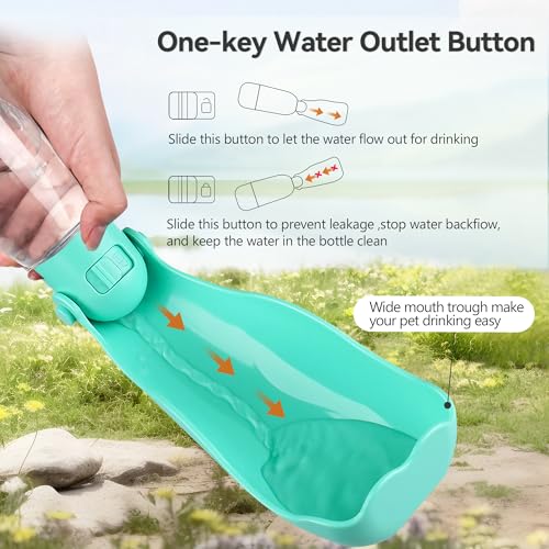 UPSKY Portable Dog Water Bottle, 3-in-1 Foldable Dog Water Dispenser with Food Container & Poop Scooper, Leak Proof, Ideal...