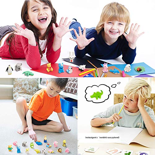 URSKYTOUS 35Pcs Animal Erasers Desk Pets for Kids Animal Pencil Erasers Bulk Puzzle Eraser Toys Gifts for Classroom Prize...