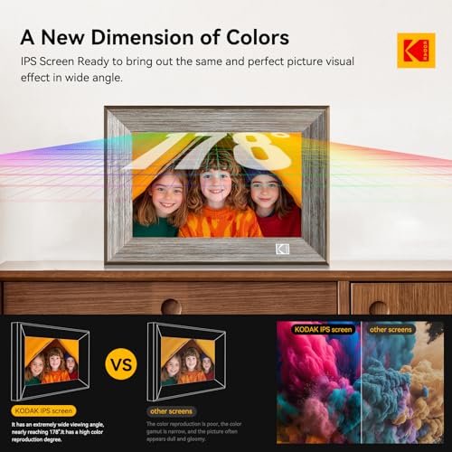 KODAK Wooden WiFi Digital Picture Frame, 32G 10.1 Inch Digital Photo Frame 1280x800 HD IPS Touch Screen, Auto-Rotate, Shar...