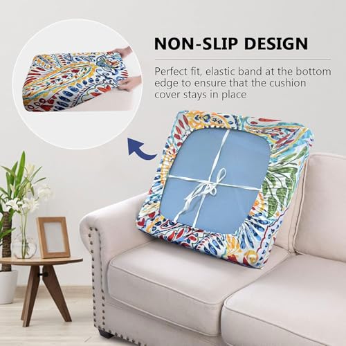 BBSET 8 Pcs Paisley Patio Sofa Cushion Cover Stretch Outdoor Sofa Seat Cushions Cover Indoor Replacement Couch Chair Slipc...