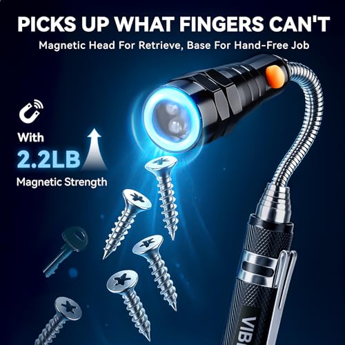 VIBELITE Extendable Magnetic Flashlight with Telescoping Magnet Pickup Tool-Cool Gadget Gifts for Men, Women, Him, Teen Bo...