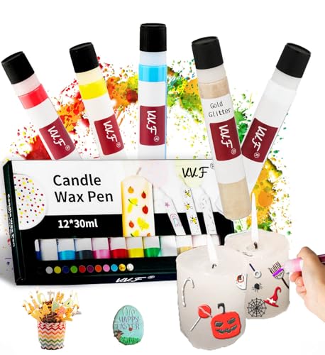 VVF Candle Wax Pen Set – 12 Vibrant Colors with Glitter Pens for Fun DIY Candle Painting Kit, Candle Making, Crafts, Holid...
