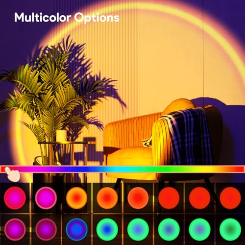 Bavcieu Sunset Lamp Projection Led Lights with Remote, Multicolor Night Light 360° Rotation Rainbow Lights 4 Modes Setting...