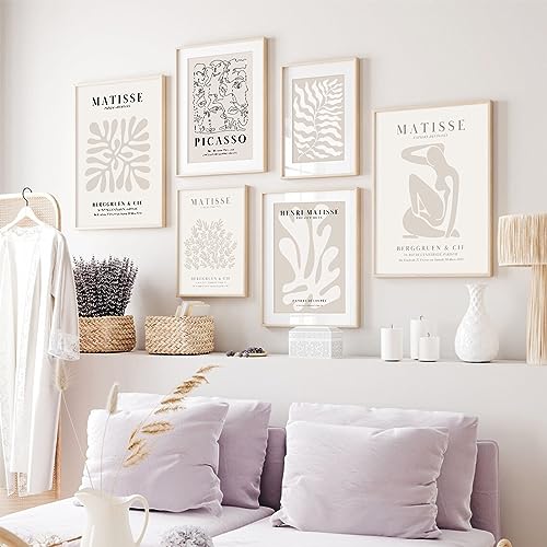 Youillne Henri Matisse Wall Art Prints Flower Abstract Canvas Pictures Aesthetic Beige Wall Art Decor Matisse Picasso Post...