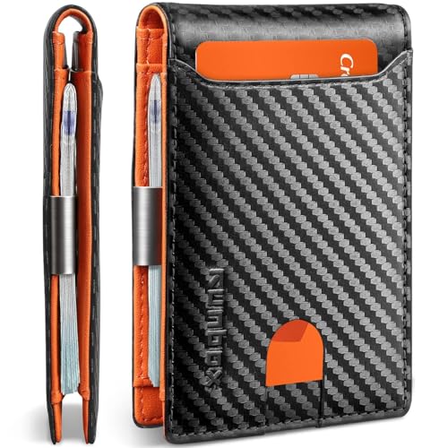 RUNBOX Slim Wallets for Men - Leather Money Clip Mens Wallet - RFID Blocking Front Pocket Bifold Wallet - Thin Credit Card...