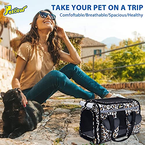 Petotw Pet Carrier for Small Dogs and Cats - Soft-Sided Travel Kennel, Portable Foldable Bag (Large)