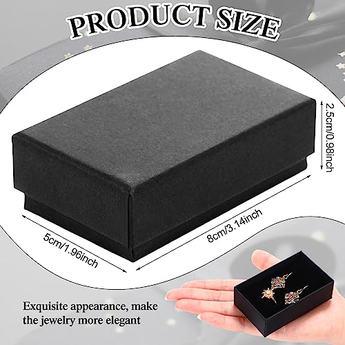 Batiyeer Black Cardboard Jewelry Gift Boxes 3.2 x 2 x 1 Inch Small Jewelry Boxes Packaging Earring Kraft Boxes with Lids (...