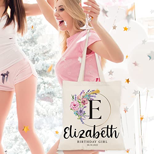 Zexpa Apparel Personalized Floral Initial Tote Bags for Women – Custom Name Monogram Gift for Mom, Grandma, or Wife – Brid...