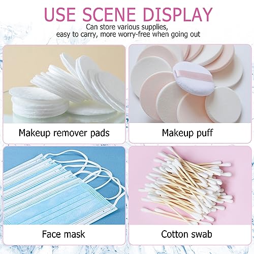3-Piece Portable Travel Pad Holder - Bathroom Countertop Storage Organizer - Cotton Pad, Swab, Floss Dispenser (Blue, Pin...