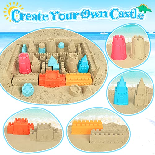 Collapsible Beach Toys for Kids Toddlers, Collapsible Sand Bucket and Shovels Set with Mesh Bag,Travel Sand Castle Buildin...
