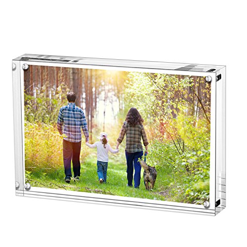 Boxalls 5x7 Inches Acrylic Picture Frame, Double Sided Clear Frameless Photo Frames with Magnetic Desktop Transparent
