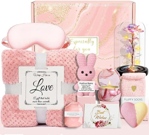 Mothers Day Birthday Gifts for Women Friend Wife Mom Girlfriend Daughter Relaxing Spa Care Package With Luxury Flannel Bla...