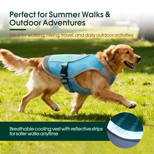 Kuoser Dog Cooling Vest for Summer, Lightweight Dog Cooling Harness Shirt with Breathable Mesh, Reflective Cooler Jacket P...