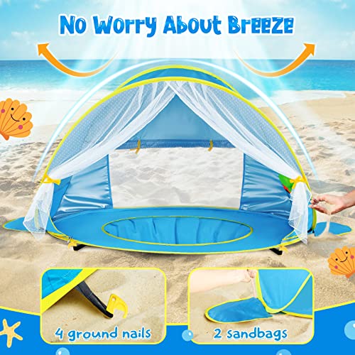 Monobeach Baby Beach Tent, Beach Canopy Sun Shelter UPF50+ UV Protection Baby Pool with Canopy, Easy Set Up Pop Up Baby Be...