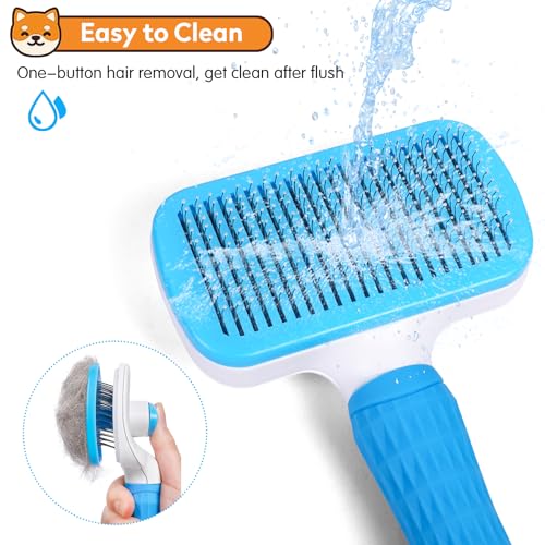 PWOD Dog & Cat Brush, Self Cleaning Slicker Brush for Pets, Upgraded Dog Brush for Shedding Massaging and Grooming, Remove...