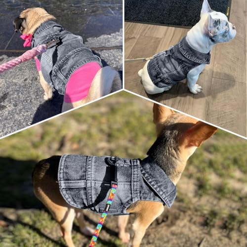 LKEX Dog Jean Jacket, Blue Denim Shirt Classic Lapel Vest Coat Costume Puppy T-Shirt, Comfort Tank Top Cool Apparel, Washe...
