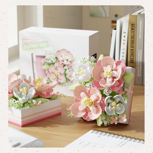 Flower Building Blocks Jewelry Box Can be pushed and pulled to open Flower Centerpiece Building Blocks，Proposal Ring Box，V...