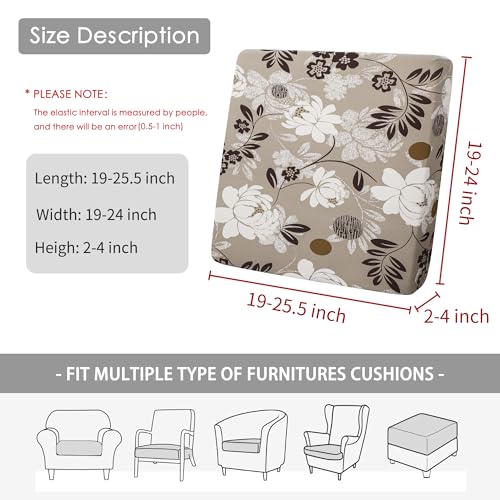 FORCHEER Waterproof Patio Cushion Covers 20x20 Floral Printed Stretch Outdoor Cushion Seat Covers for Wicker Chair Set of ...