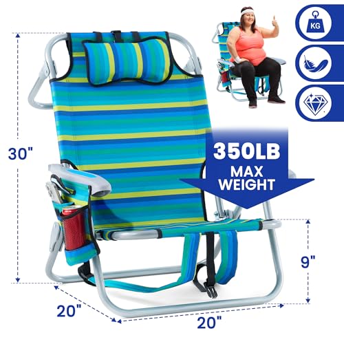Canpsky Portable Recliners Chair for Adults, Outdoor Camping Chair Lay Flat Folding Backpack Reclining Chair with 5 Positi...
