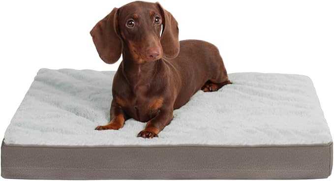 KSIIA Orthopedic Dog Crate Bed Waterproof Dog beds for Small Dogs Deluxe Plush Washable Pet Mat with Egg Crate Foam & Remo...