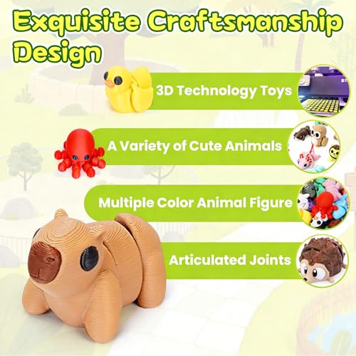 Gencokok 30PCS 3D Printed Animals Set, Mini 3D Printed Animals, Animal Figurines Exquisite Cute Pocket Pets Toy, Cute Arti...