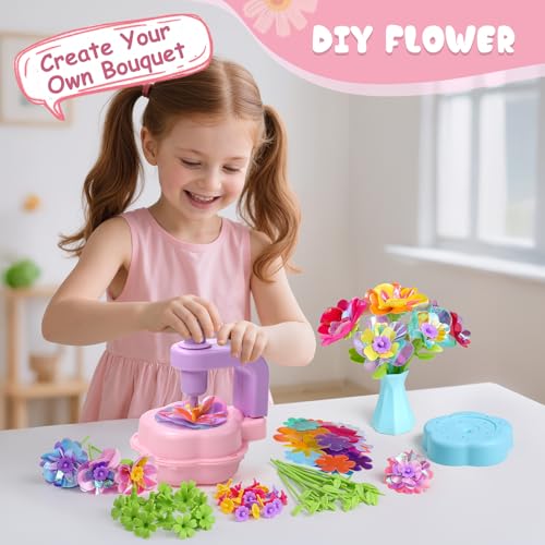 Scvcid Fabric Bouquet Toys Include Extra Accessories Set, Arts and Crafts for Kids Ages 3-12, DIY Flower Craft Kits for To...