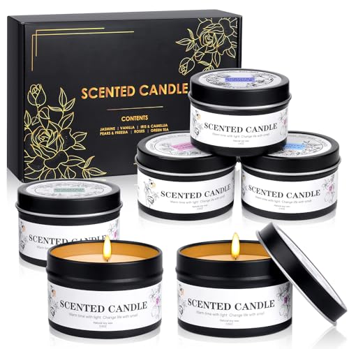 Scented Candles for Women and Men, 6 Pack Aromatherapy Candles for Home Scented, Natural Soy Jar Candle Bulk Gift Set for ...
