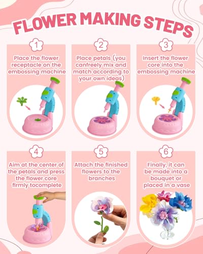 DIY Art Flower Toys Include Extra Accessories Set, Arts and Crafts Activity Kit for Kids, Flower Garden Building Toys for ...