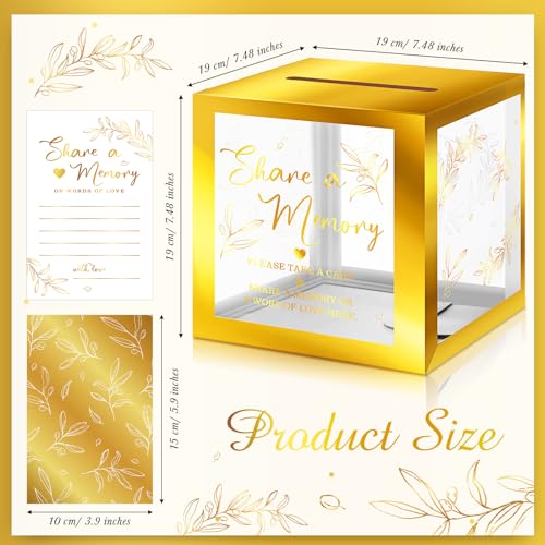 Pajean 50 Pcs Greenery Share a Memory Card for Celebration of Life Memory Cards Box with Transparent Windows Memory Box fo...