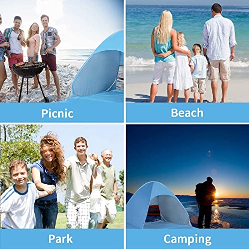 Pop Up Beach Tent – for 3-4 Person UPF 50+ UV Sun Protection Beach Shade Pop Up Sun Shelter with Carry Bag and Tent Stakes...