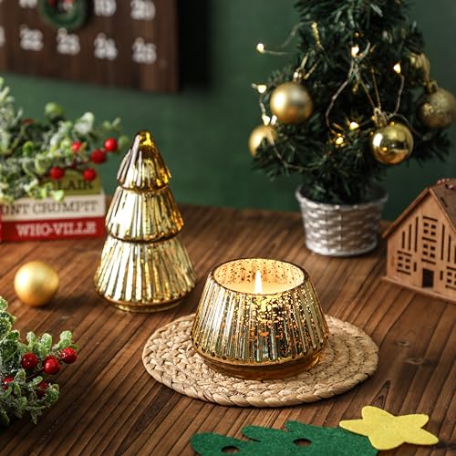 Christmas Tree Shaped Candle, Christmas Tree Scented Candles Gift, Tower Shaped Mercury Xmas Tree Candles, Winter Xmas Tab...