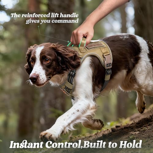 rabbitgoo Dog Harness for Large Dogs No Pull, Tactical Service Pet Vest with Molle and Control Handle, Adjustable and Refl...